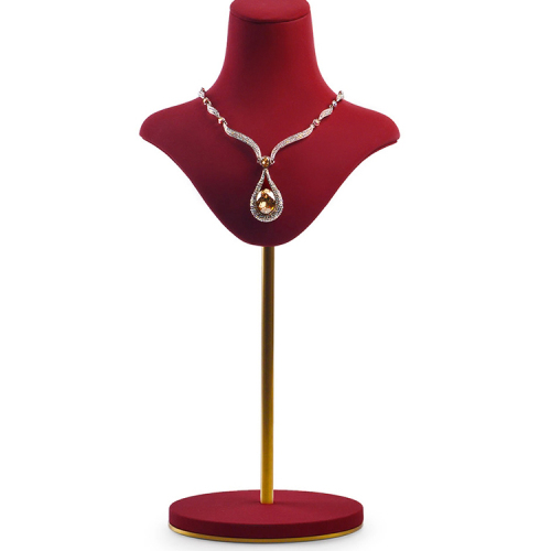 FANXI RX03305 Custom Hot sale Jewelry Necklace Bust Resin Black Metal Leather Jewelry Display Stand Necklace Pendant Holder
