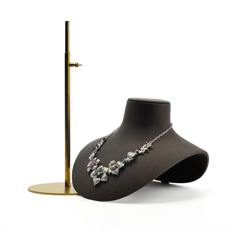 FANXI RX03303 Custom Hot sale Jewelry Necklace Bust Resin Black Metal Leather Jewelry Display Stand Necklace Pendant Holder