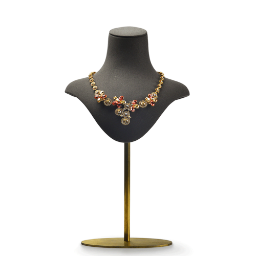 FANXI RX03302 Custom Hot sale Jewelry Necklace Bust Resin Black Metal Leather Jewelry Display Stand Necklace Pendant Holder