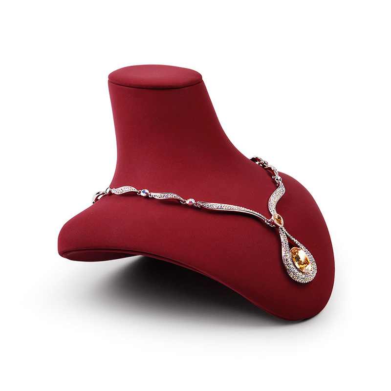FANXI RX03305 Custom Hot sale Jewelry Necklace Bust Resin Black Metal Leather Jewelry Display Stand Necklace Pendant Holder