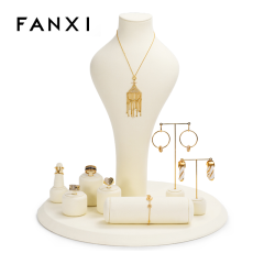 FANXI TT090 Unique jewellery window display with beige microfiber for ring earring pendant necklace jewelry display set