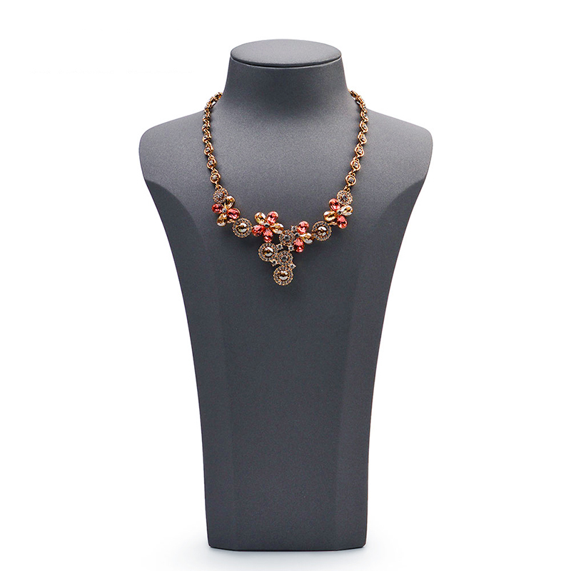 FANXI RX048 Wholesale Custom Luxury Resin Necklace Bust Black PU Leather Jewelry Displays Stand Pendant Necklace Display