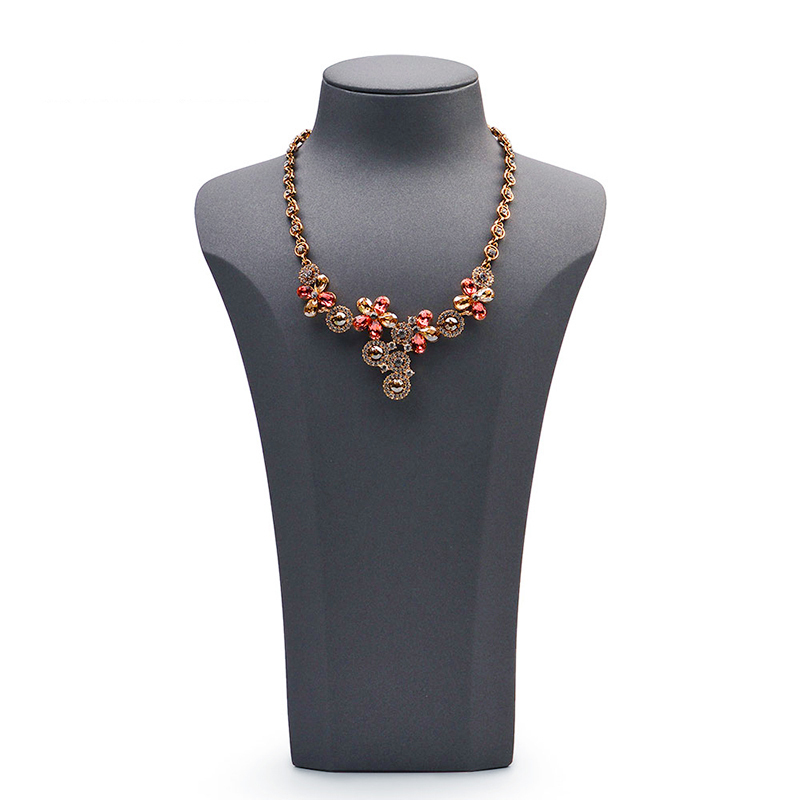 FANXI RX048 Wholesale Custom Luxury Resin Necklace Bust Black PU Leather Jewelry Displays Stand Pendant Necklace Display
