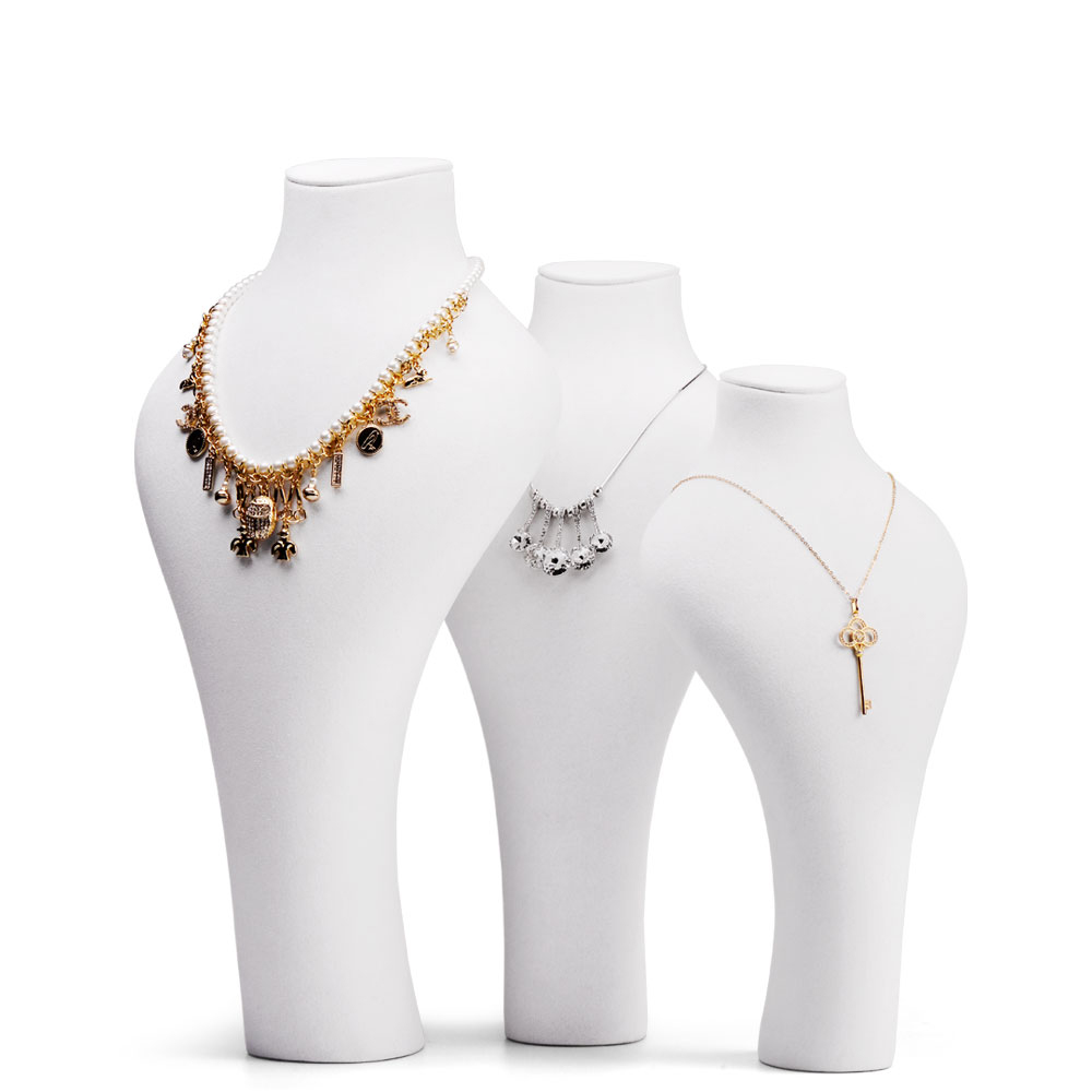 FANXI RX051 China Custom Necklace Holder Stand White Painted Resin Jewelry Displays Stand Jewellery Necklace Bust