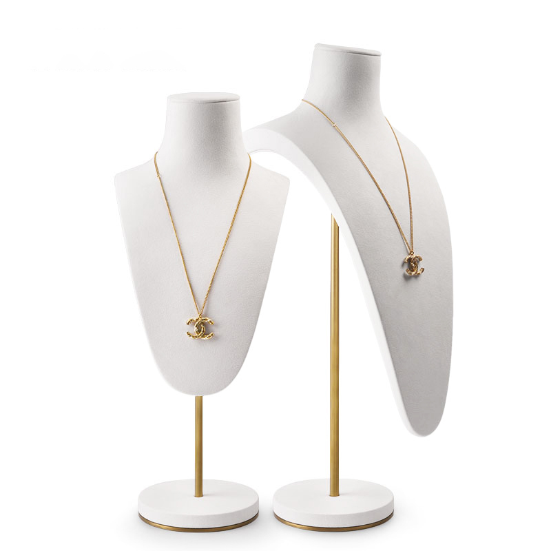 FANXI RX044 Wholesale Custom Luxury White Microfiber Jewelry Shop Counter Showcase Jewellery Mannequin Necklace Bust
