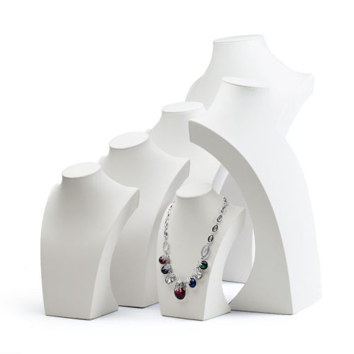 FANXI RX034 Custom Luxury Jewelry Exhibitor Organizer Bust For Pendant White PU Leather Necklace Display Mannequins