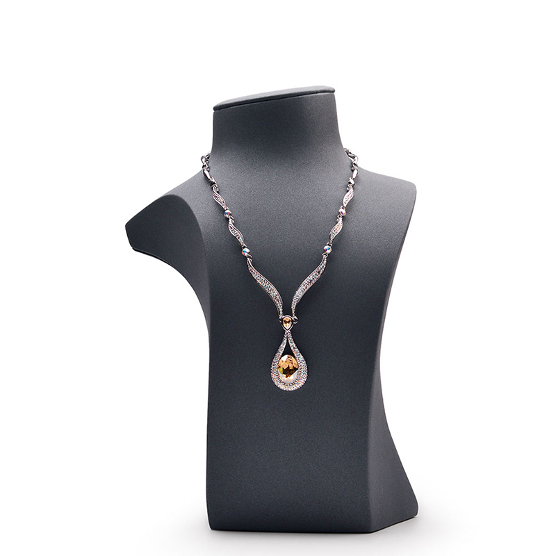 FANXI RX047 Factory Custom Necklace Stand Bust Unique Design Upmar Jewelry Display Necklace Holder PU Leather Mannequin
