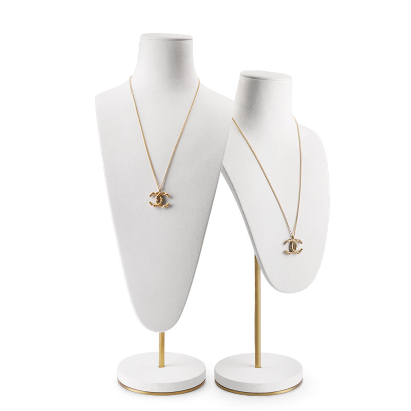 FANXI RX044 Wholesale Custom Luxury White Microfiber Jewelry Shop Counter Showcase Jewellery Mannequin Necklace Bust