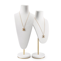 FANXI RX044 Wholesale Custom Luxury White Microfiber Jewelry Shop Counter Showcase Jewellery Mannequin Necklace Bust