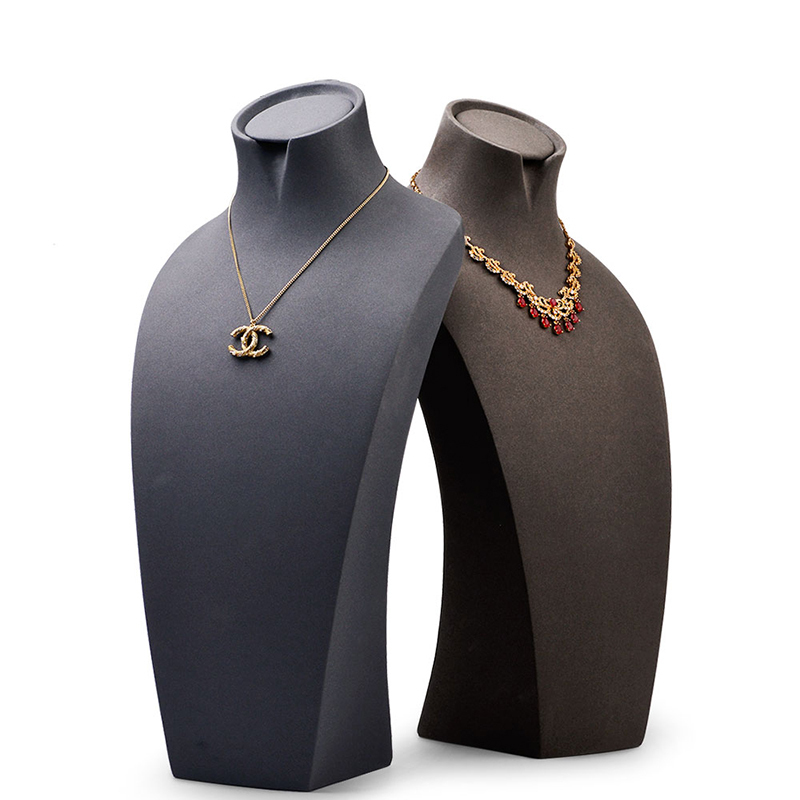 FANXI RX050 Factory Custom Jewelry Necklace Bust Resin Black PU Leather Jewelry Display Stand Necklace Pendant Holder