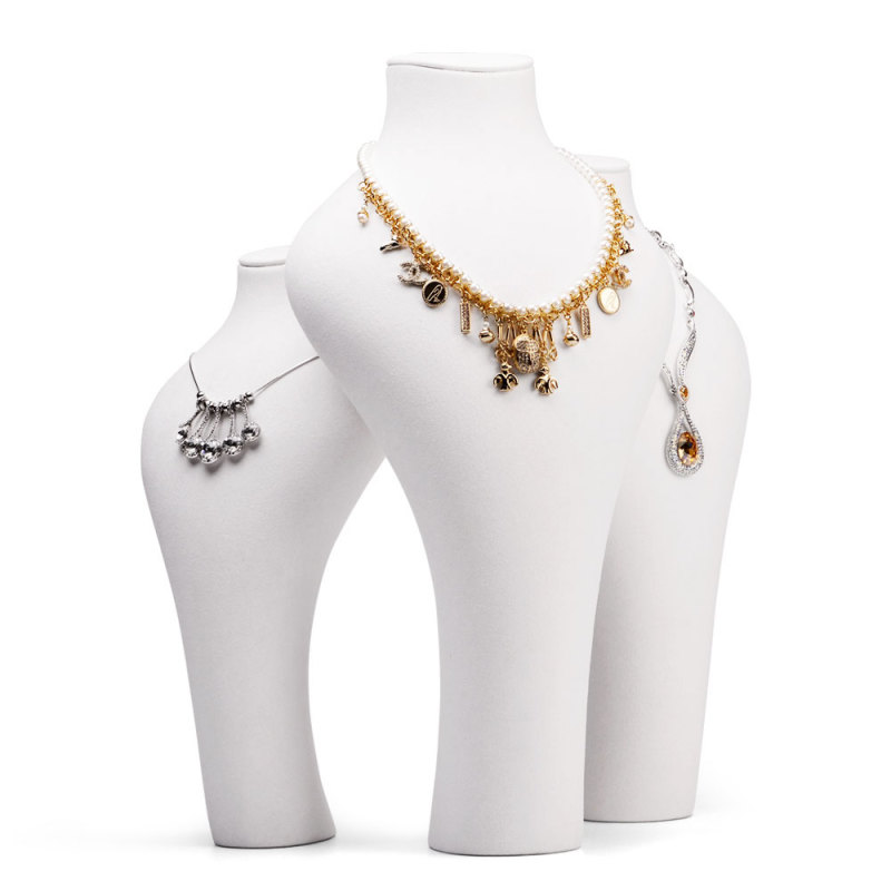 FANXI RX051 China Custom Necklace Holder Stand White Painted Resin Jewelry Displays Stand Jewellery Necklace Bust
