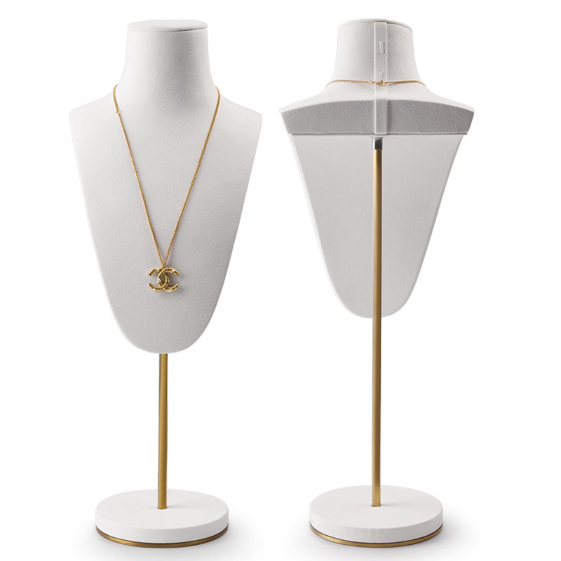 FANXI RX044 Wholesale Custom Luxury White Microfiber Jewelry Shop Counter Showcase Jewellery Mannequin Necklace Bust