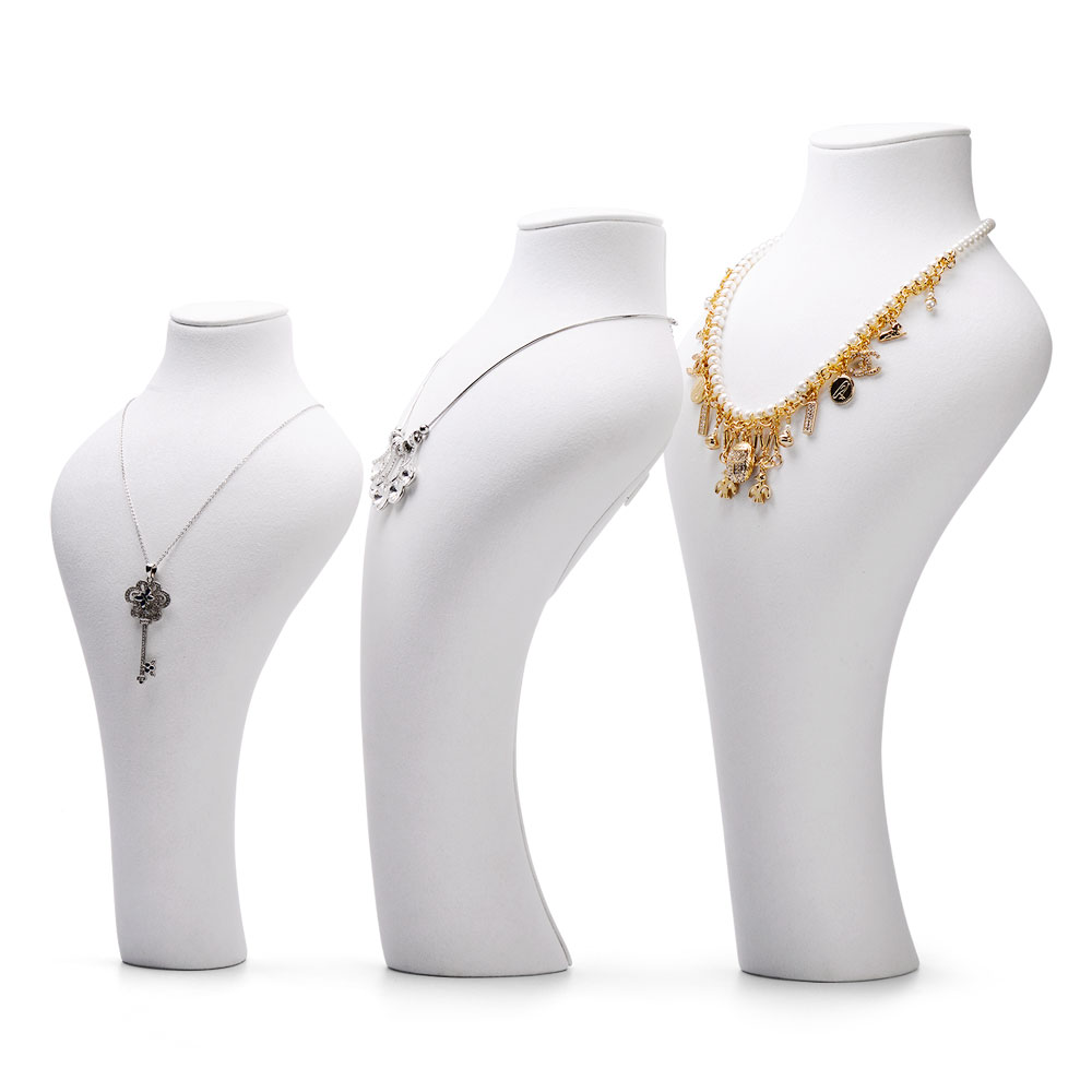FANXI RX051 China Custom Necklace Holder Stand White Painted Resin Jewelry Displays Stand Jewellery Necklace Bust