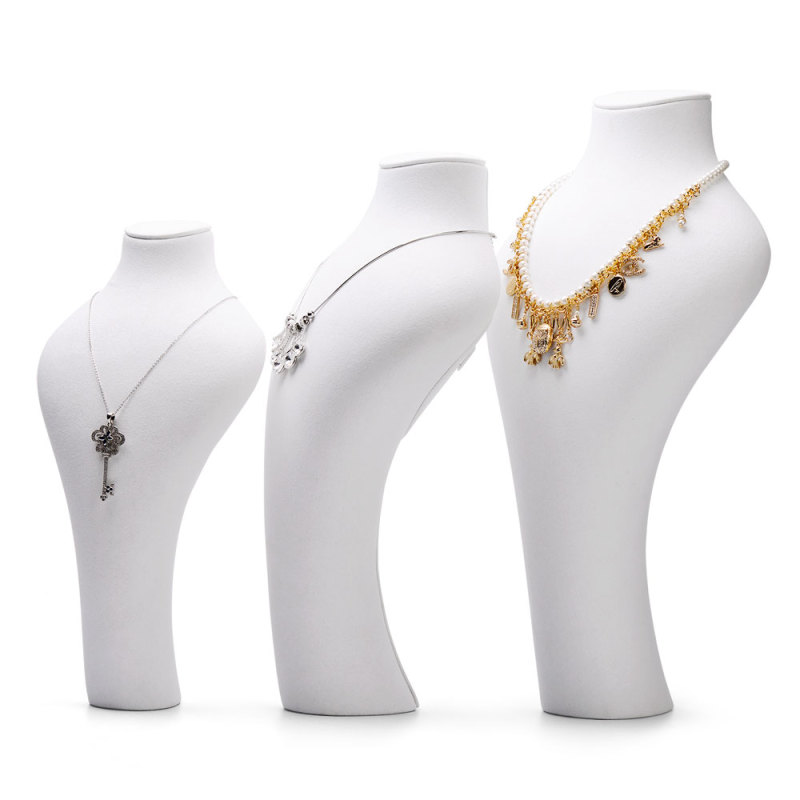 FANXI RX051 China Custom Necklace Holder Stand White Painted Resin Jewelry Displays Stand Jewellery Necklace Bust