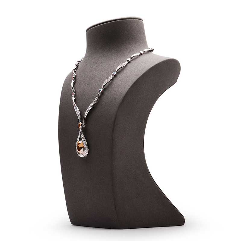 FANXI RX047 Factory Custom Necklace Stand Bust Unique Design Upmar Jewelry Display Necklace Holder PU Leather Mannequin