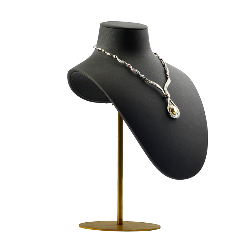 FANXI RX036 Jewelry Bust Factory New Arrival Jewelry Display High End Metal Support Grey Or Coffee Color Microfiber Necklace Bust