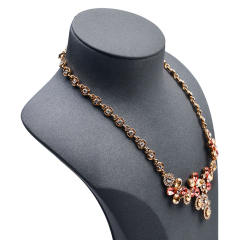 FANXI RX048 Wholesale Custom Luxury Resin Necklace Bust Black PU Leather Jewelry Displays Stand Pendant Necklace Display