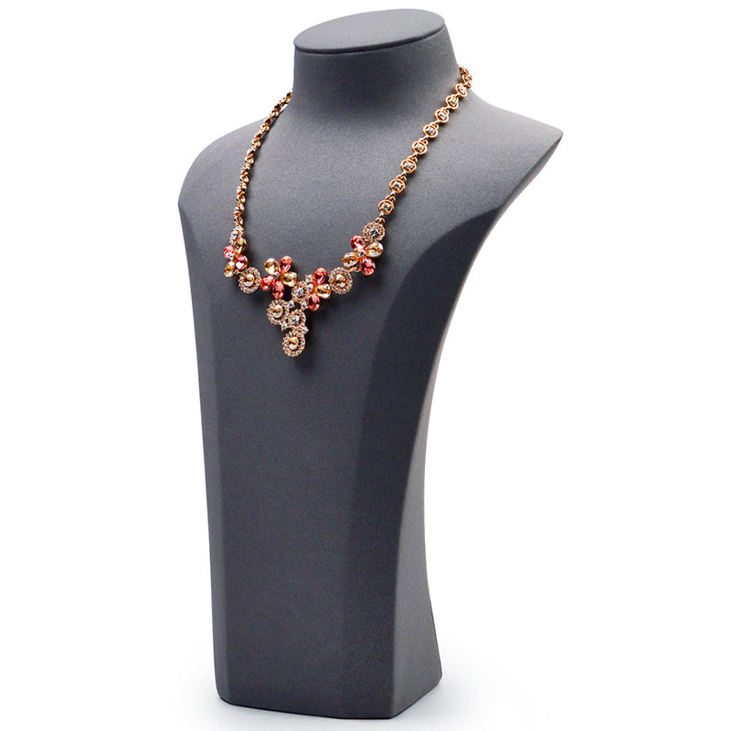 FANXI RX048 Wholesale Custom Luxury Resin Necklace Bust Black PU Leather Jewelry Displays Stand Pendant Necklace Display
