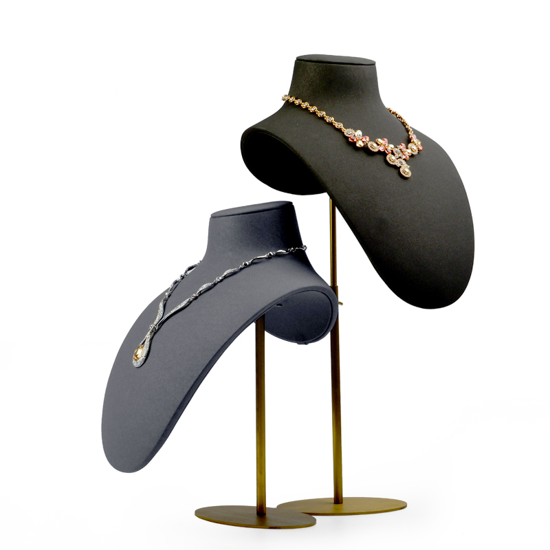 FANXI RX036 Jewelry Bust Factory New Arrival Jewelry Display High End Metal Support Grey Or Coffee Color Microfiber Necklace Bust