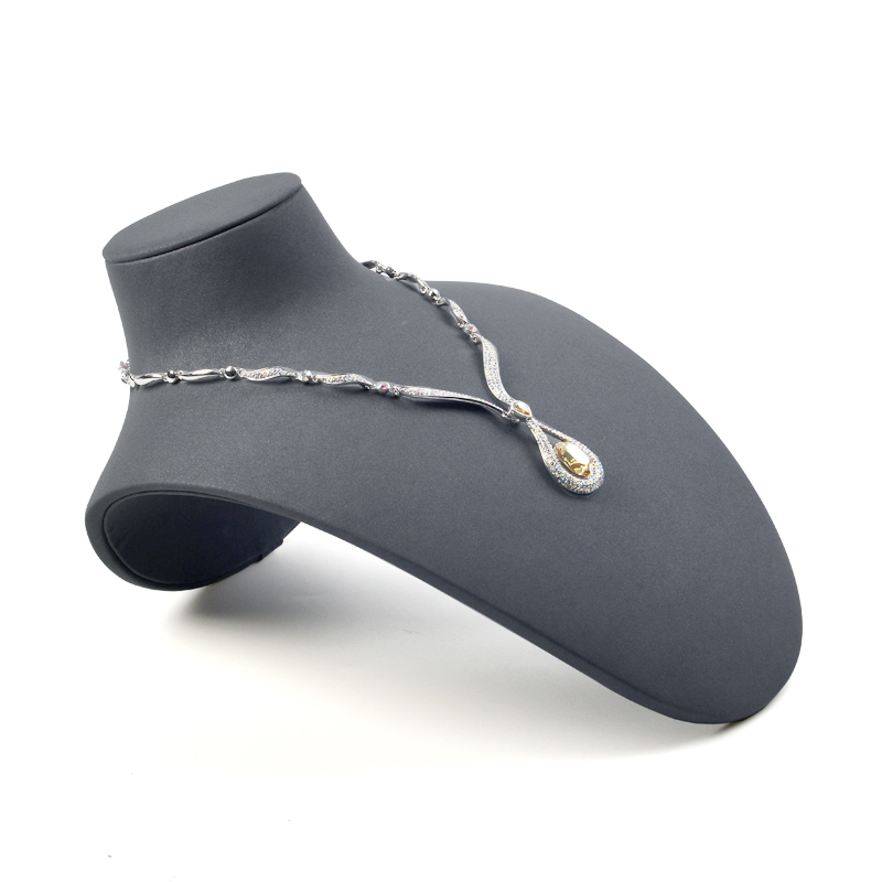 FANXI RX036 Jewelry Bust Factory New Arrival Jewelry Display High End Metal Support Grey Or Coffee Color Microfiber Necklace Bust
