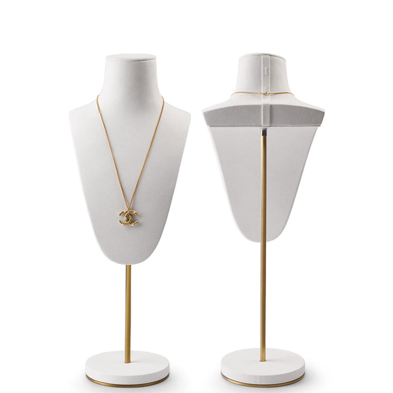 FANXI RX044 Wholesale Custom Luxury White Microfiber Jewelry Shop Counter Showcase Jewellery Mannequin Necklace Bust