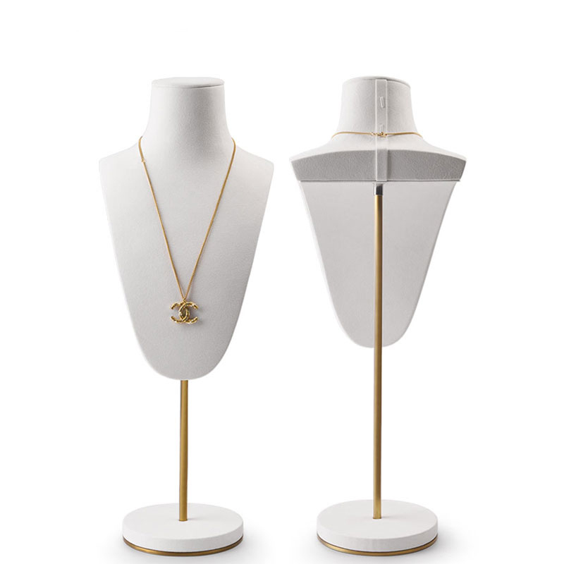 FANXI RX044 Wholesale Custom Luxury White Microfiber Jewelry Shop Counter Showcase Jewellery Mannequin Necklace Bust