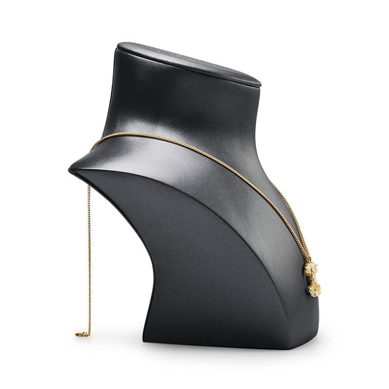 FANXI RX053 Factory Custom Jewelry Necklace Bust Resin Black PU Leather Jewelry Display Stand Necklace Pendant Holder