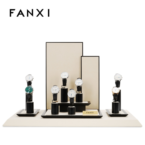 FANXI TT108 New Arrival Custom Watch Display Stand Black Jewelry Window Display Set