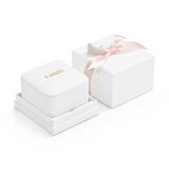 FANXI H126 new arrival high quality white PU leather grey microfiber box with button for ring pendant jewelry package