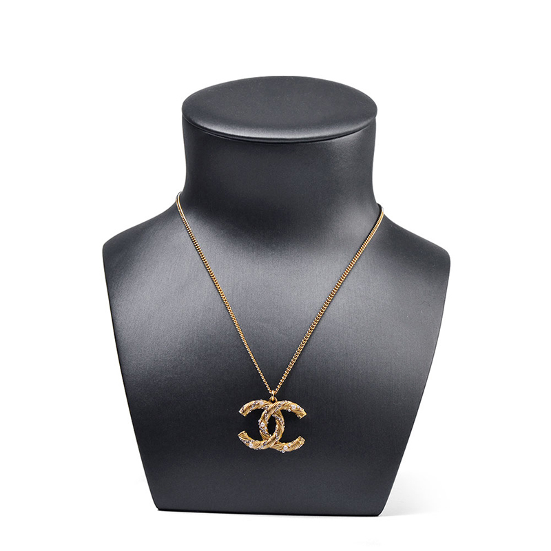 FANXI RX053 Factory Custom Jewelry Necklace Bust Resin Black PU Leather Jewelry Display Stand Necklace Pendant Holder