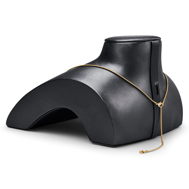 FANXI RX053 Factory Custom Jewelry Necklace Bust Resin Black PU Leather Jewelry Display Stand Necklace Pendant Holder