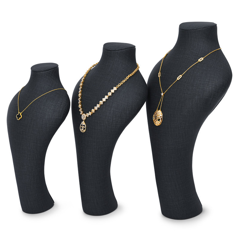 FANXI RX061 Factory Wholesale Custom New Dark Grey PU Leather Jewelry Displays Stand Pendant Display Necklace Bust