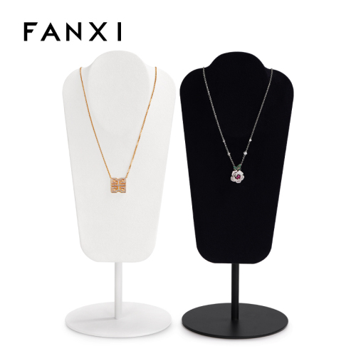 FANXI RX066 Jewelry necklace Busts New Arrival Display stands High End white Or black Color Microfiber Necklace Bust