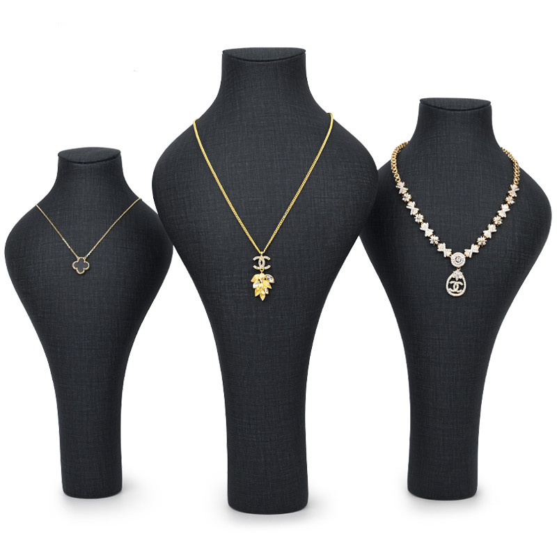 FANXI RX061 Factory Wholesale Custom New Dark Grey PU Leather Jewelry Displays Stand Pendant Display Necklace Bust