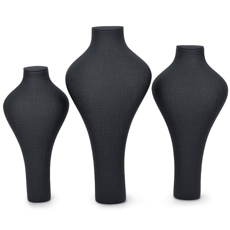 FANXI RX061 Factory Wholesale Custom New Dark Grey PU Leather Jewelry Displays Stand Pendant Display Necklace Bust