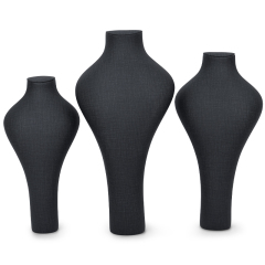 FANXI RX061 Factory Wholesale Custom New Dark Grey PU Leather Jewelry Displays Stand Pendant Display Necklace Bust