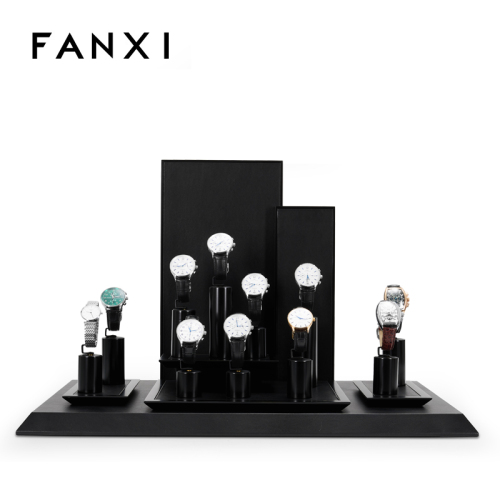 FANXI TT109 New Design Watch Display Stand Matte Black Jewelry Window Display Set
