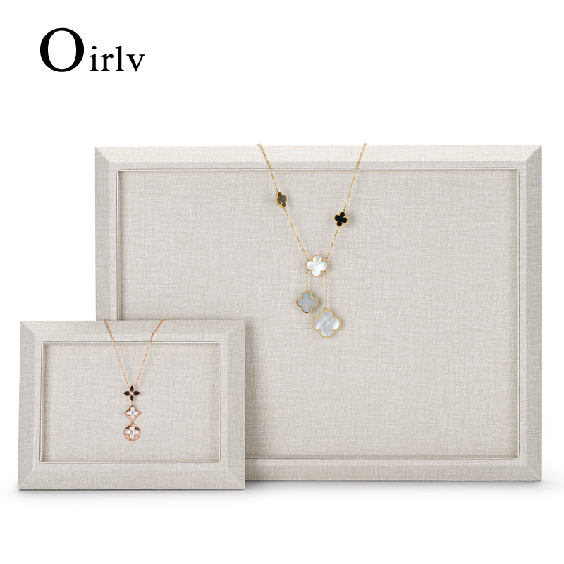 FANXI PU080 Wholesale New Beige PU Leather And Microfiber Jewelry Plate Ring Earrings Necklace Bangle Jewelry Showcase Display Tray
