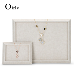 FANXI PU080 Wholesale New Beige PU Leather And Microfiber Jewelry Plate Ring Earrings Necklace Bangle Jewelry Showcase Display Tray