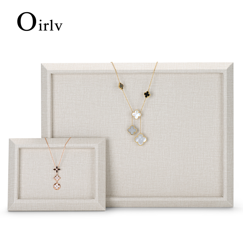 FANXI PU080 Wholesale New Beige PU Leather And Microfiber Jewelry Plate Ring Earrings Necklace Bangle Jewelry Showcase Display Tray