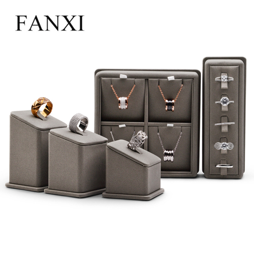 FANXI PU042 High-end Self-design Custom PU Leather Jewelry Display For Ring Earring Pendant
