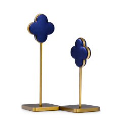 FANXI JS062 Luxury Stainless Steel Base Royal Blue PU Leather Jewelry Display Earrings