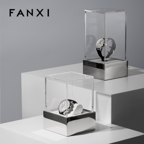 FANXI JS083 Custom Watch Display Stand Acrylic Metal Jewelry Window Display Set