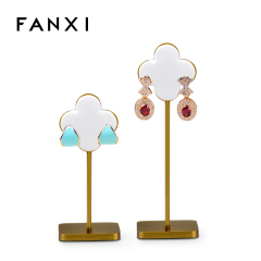 FANXI JS061 New Arrival Golden Base White PU Leather Jewelry Display Design for Earring Dangler