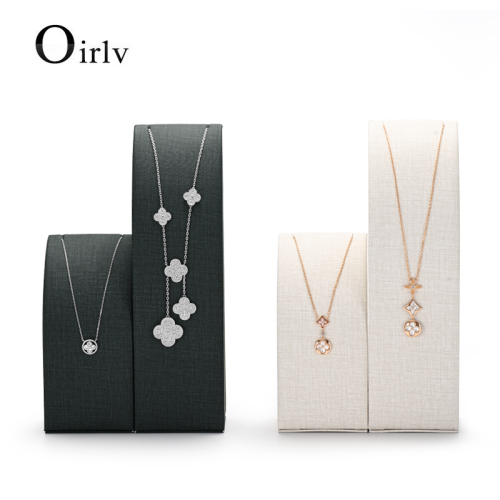 FANXI PU085 Factory Wholesale Custom Logo PU Leather Display Set Stand Holder Classic Necklace Jewelry Exhibitors