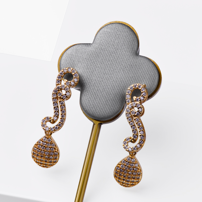 FANXI JS063 Custom Luxury Gold Base Grey PU Leather Jewelry Display for Earrings