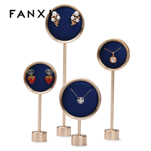 FANXI JS057 New Arrivals metal blue PU leather necklace earring jewelry display rack