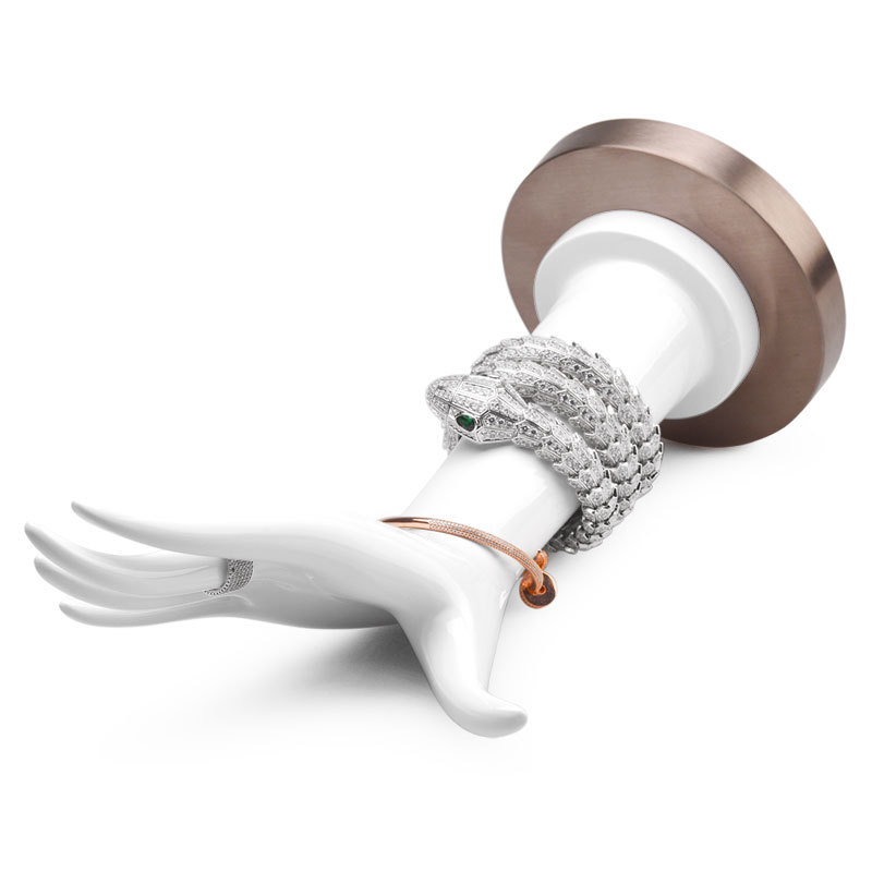 FANXI JS044 New Fashion Stainless Steel Base White Resin Paint Hand Model Jewelry Display for Bracelet Ring