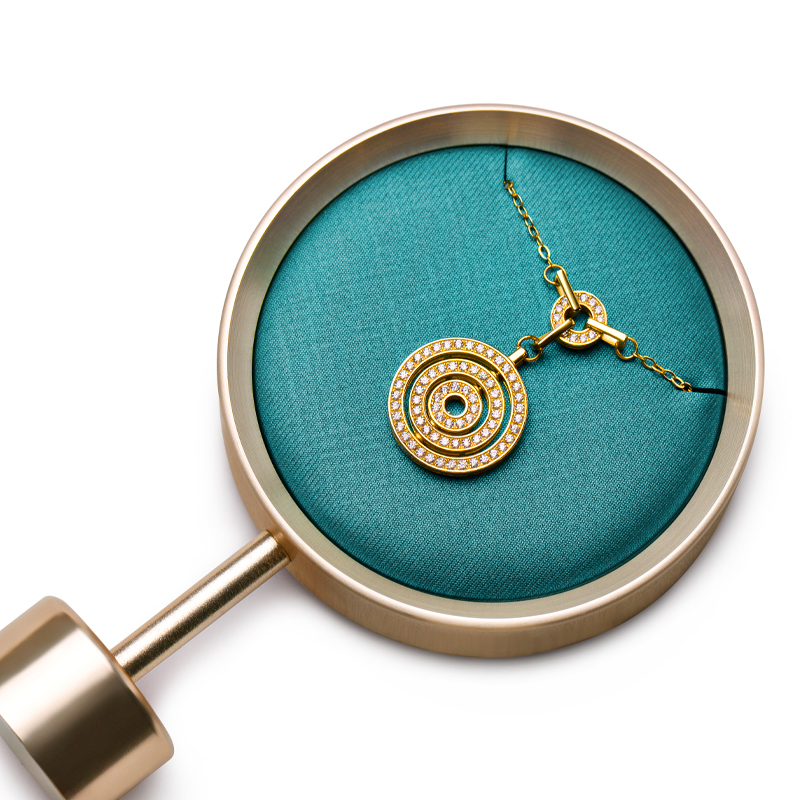 FANXI JS059 luxury golden base silky blue color earring necklace jewelry display stand