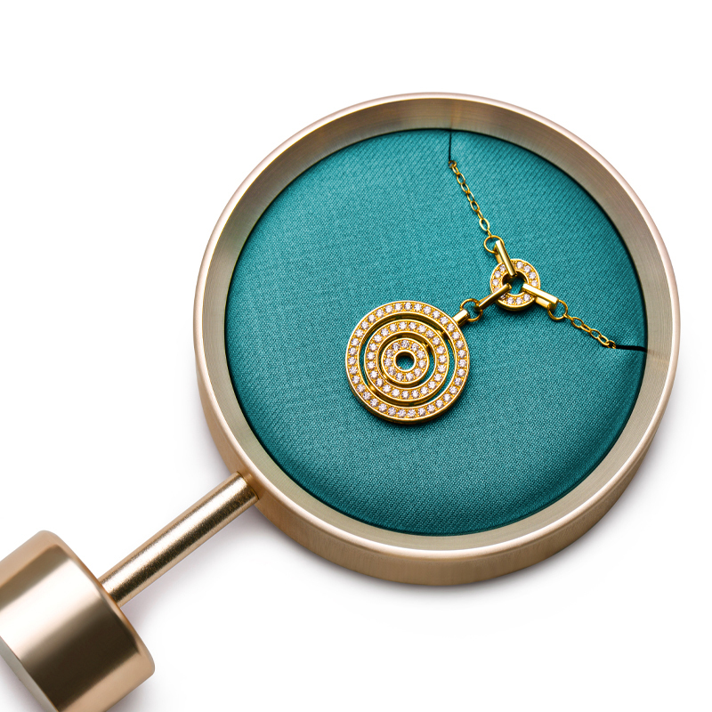 FANXI JS059 luxury golden base silky blue color earring necklace jewelry display stand